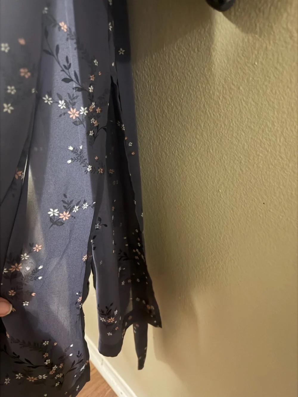 Torrid Floral Georgette Chiffon Trench Duster Coat Tie Belt Sheer Blue 2X 2